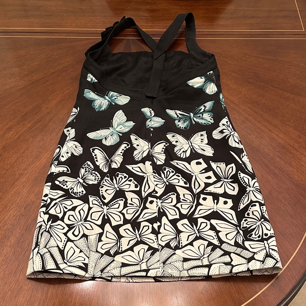 Versace Butterfly Print Bodycon Dress Black White Sleeveless Designer - Picture 11 of 16